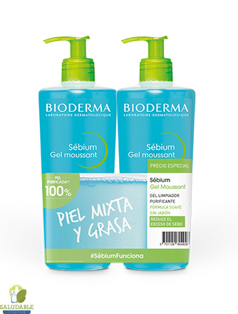 parafarmacia saludable center bioderma sebium gel moussant pack duplo 2 unidades 500ml ahorro