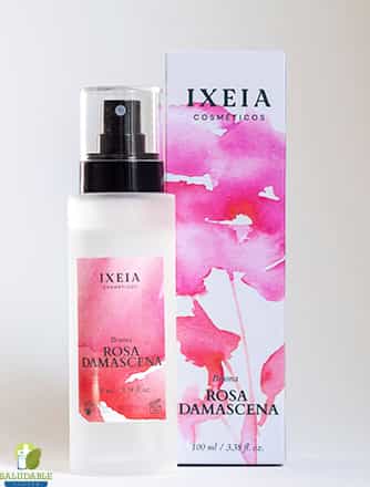 bruma rosa damascena hidratante y refrescante Ixeia Cosméticos